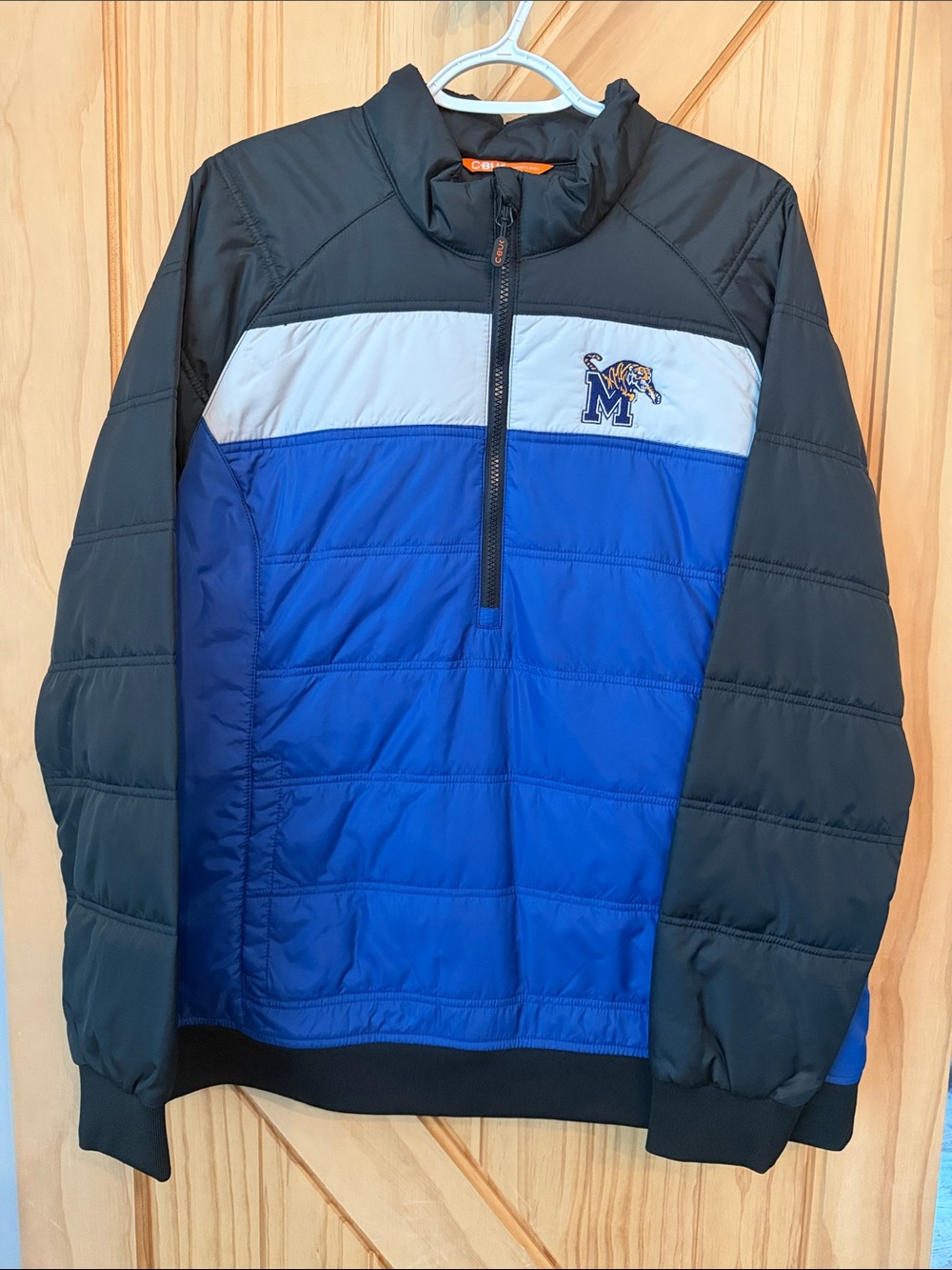 Memphis Tigers Blue & Black Puffer Pullover Jacket with Tiger Logo
